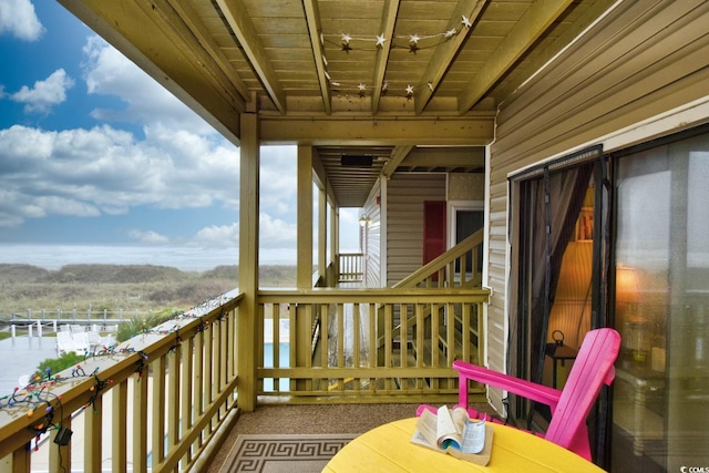 view of snow covered deck