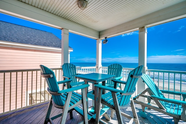 deck with a water view