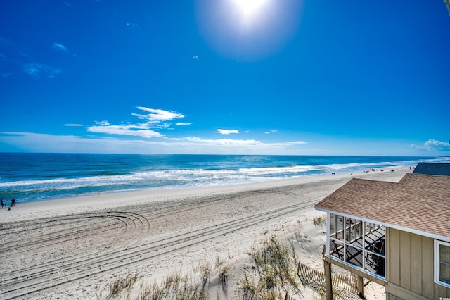 property view of water featuring a view of the beach