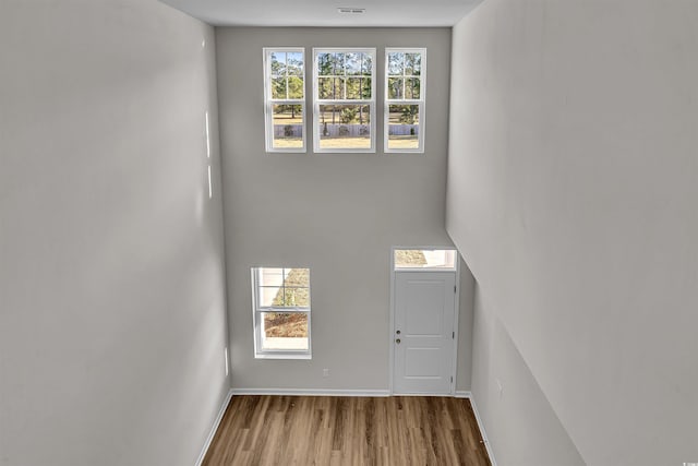 entrance foyer featuring baseboards and wood finished floors