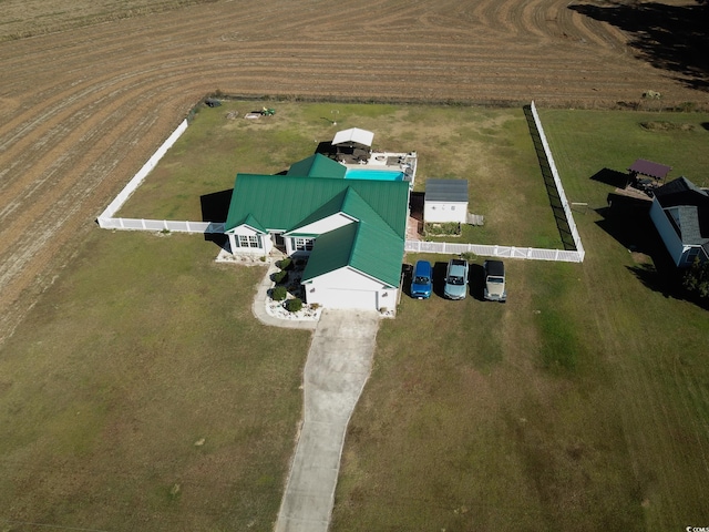 drone / aerial view featuring a rural view