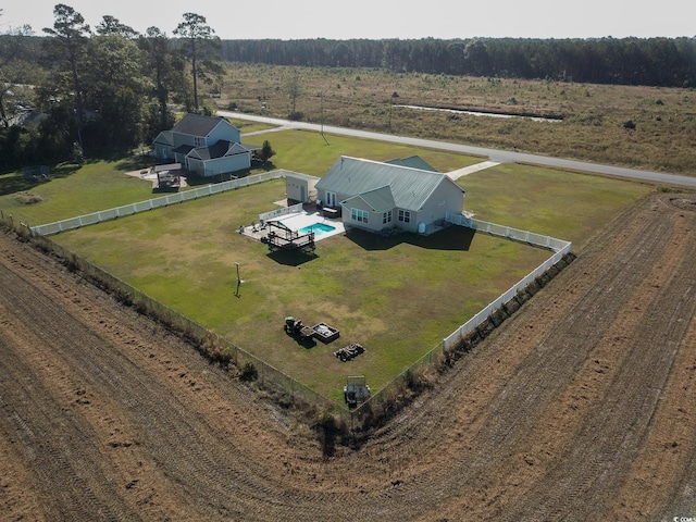 drone / aerial view with a rural view