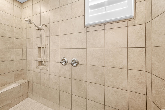 bathroom featuring a tile shower