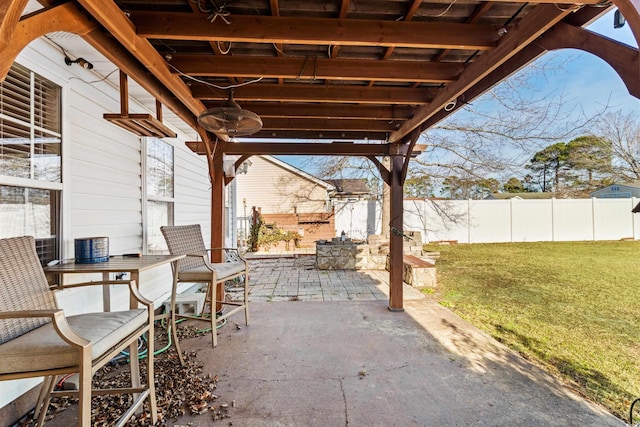 view of patio with a fenced backyard