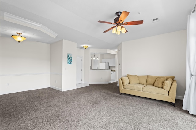 2241 Waterview Dr Unit 437, North Myrtle Beach, SC 29582 - carpeted living area featuring ceiling fan and baseboards