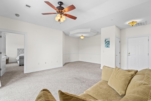 2241 Waterview Dr Unit 437, North Myrtle Beach, SC 29582 - carpeted living area with a ceiling fan and baseboards
