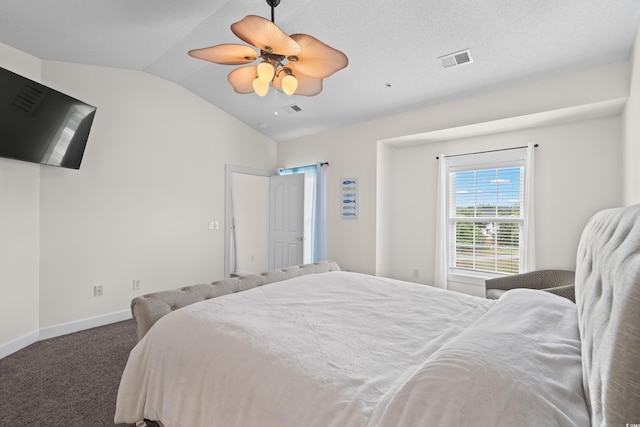 2241 Waterview Dr Unit 437, North Myrtle Beach, SC 29582 - bedroom featuring lofted ceiling, carpet floors, baseboards, and ceiling fan