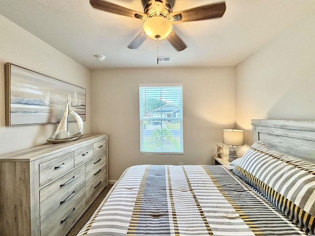 bedroom featuring ceiling fan