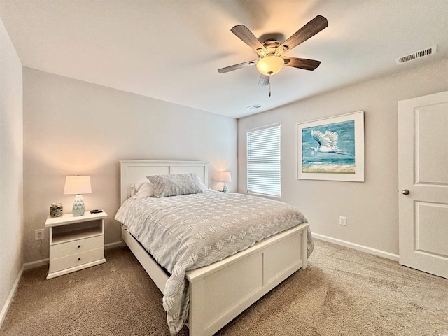 bedroom featuring carpet and ceiling fan