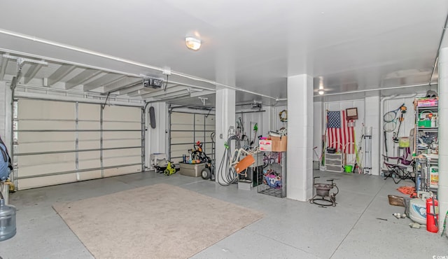 garage with a garage door opener