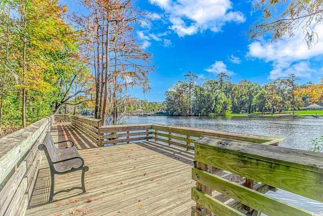 view of dock featuring a water view