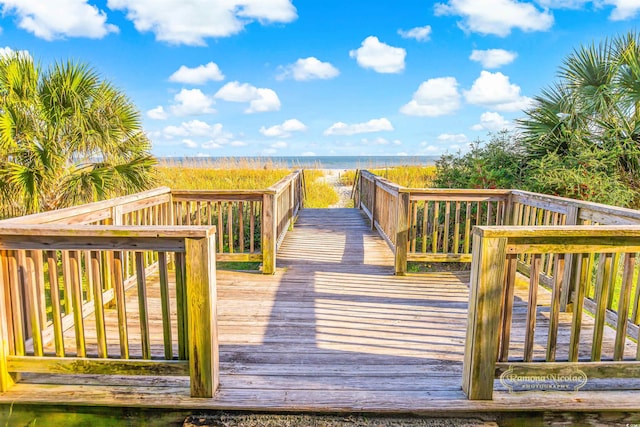 deck with a water view