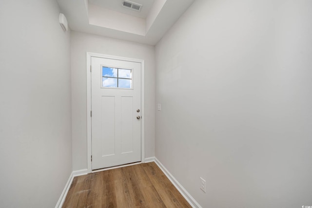 doorway featuring hardwood / wood-style flooring