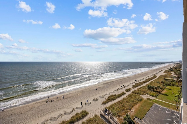 view of water feature featuring a view of the beach