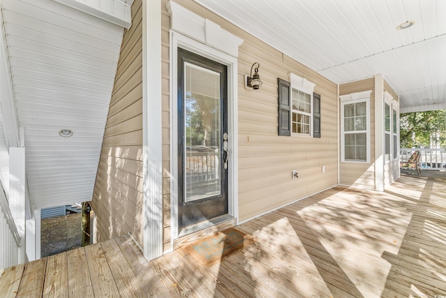 doorway to property with a porch