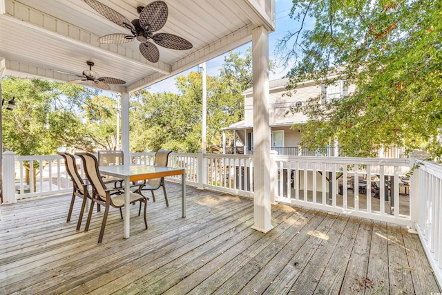 wooden terrace with ceiling fan