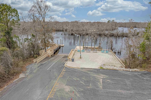 view of dock featuring a water view