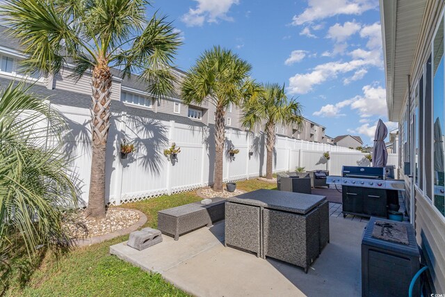 view of patio / terrace featuring an outdoor living space