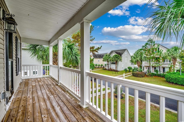 deck featuring a porch