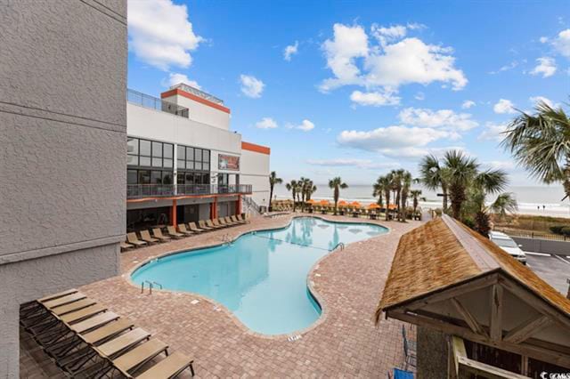 view of pool featuring a patio