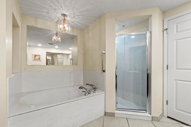2709 Ocean Blvd S Unit 1202, Myrtle Beach, SC 29577 - full bath with tile patterned flooring, a stall shower, a bath, and a chandelier