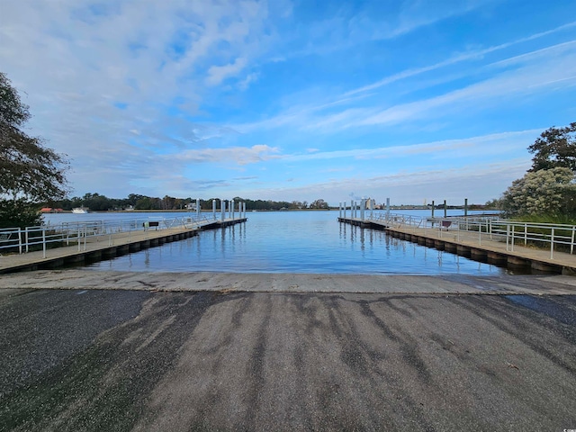 dock area featuring a water view