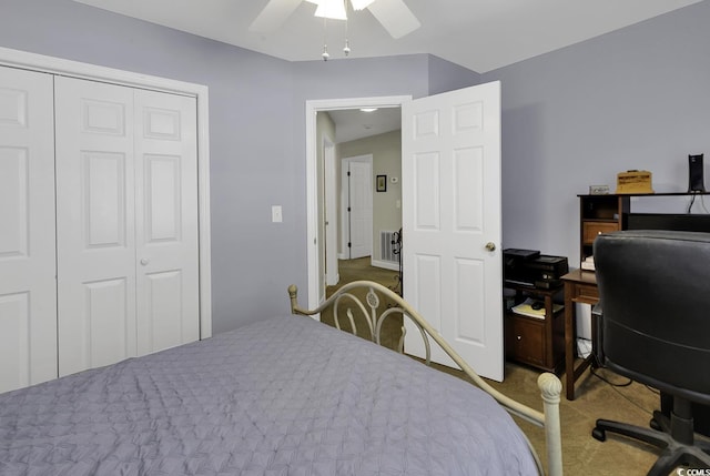 153 Garden Ave, Georgetown, SC 29440 - bedroom featuring carpet flooring, an office area, a closet, and ceiling fan