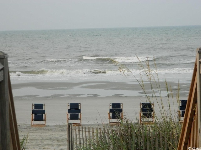 property view of water with a beach view