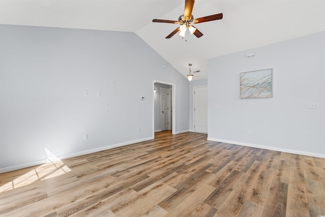 481 Irees Way, Longs, SC 29568 - spare room with ceiling fan, baseboards, wood finished floors, and high vaulted ceiling