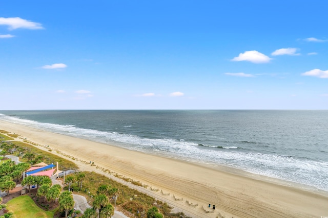 property view of water featuring a view of the beach