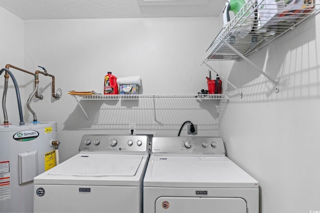 8546 Hopkins Cir Unit G, Surfside Beach, SC 29575 - clothes washing area featuring electric water heater and washing machine and clothes dryer