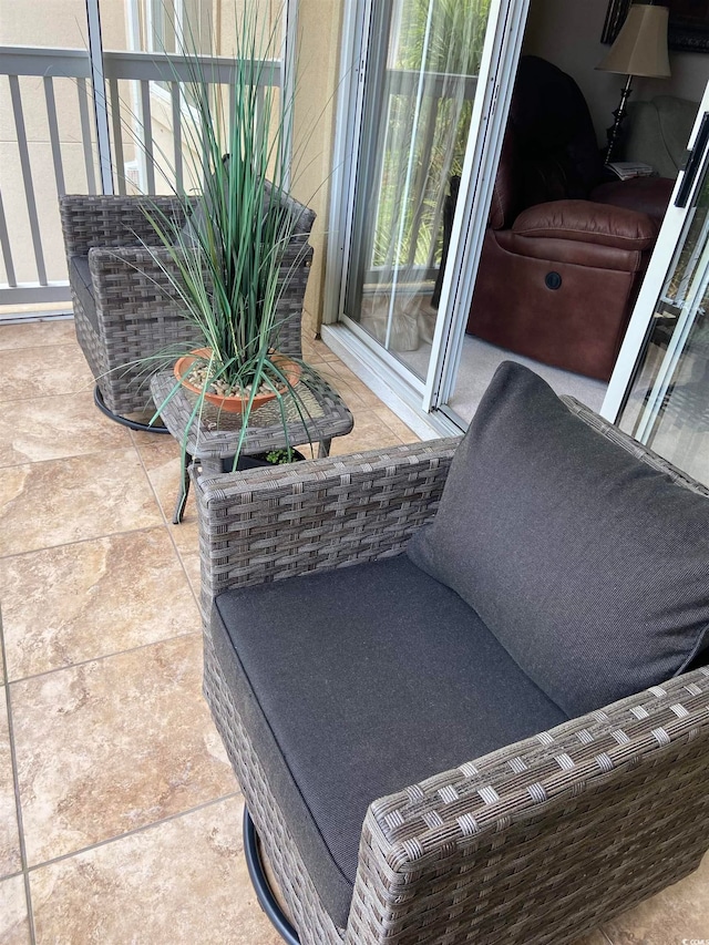 balcony with a patio area