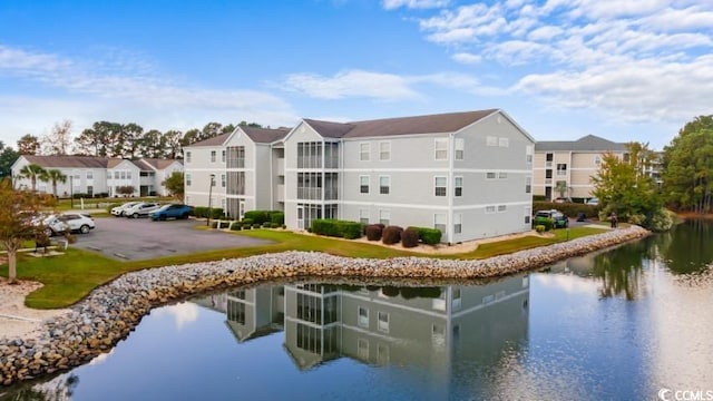 exterior space featuring a water view