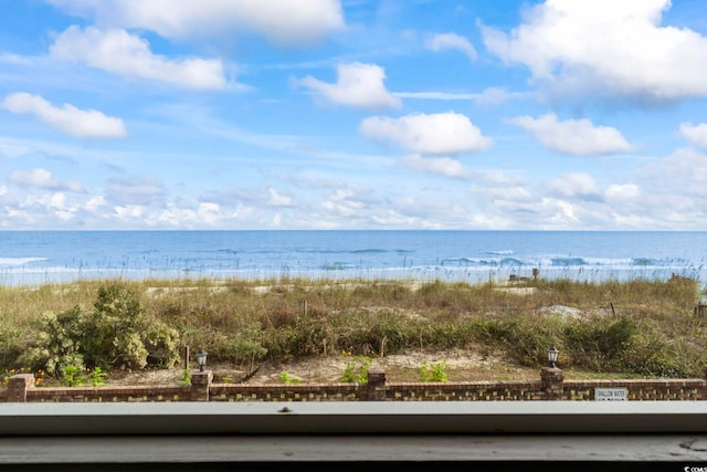 view of water feature with a view of the beach