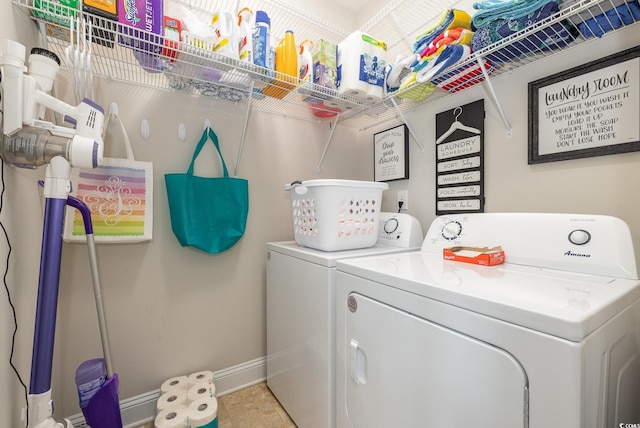 washroom with independent washer and dryer