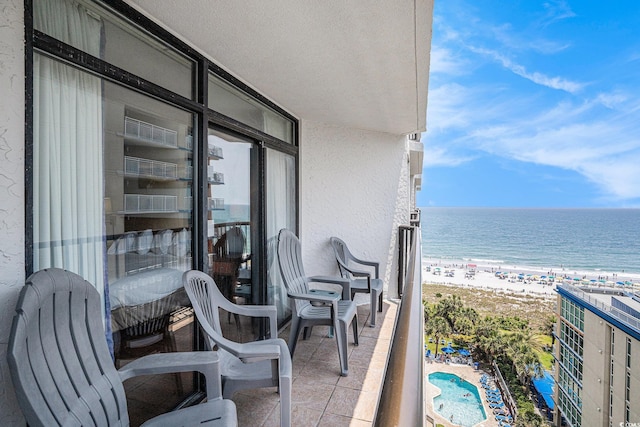 5308 N Ocean Blvd Unit 1014, Myrtle Beach, SC 29577 - balcony featuring view of water and beach and view of pool