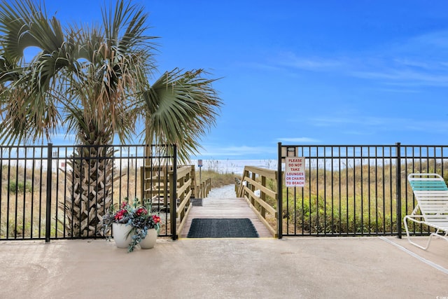 exterior space featuring a water view