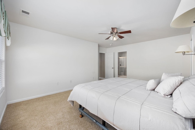 bedroom with carpet floors and ceiling fan