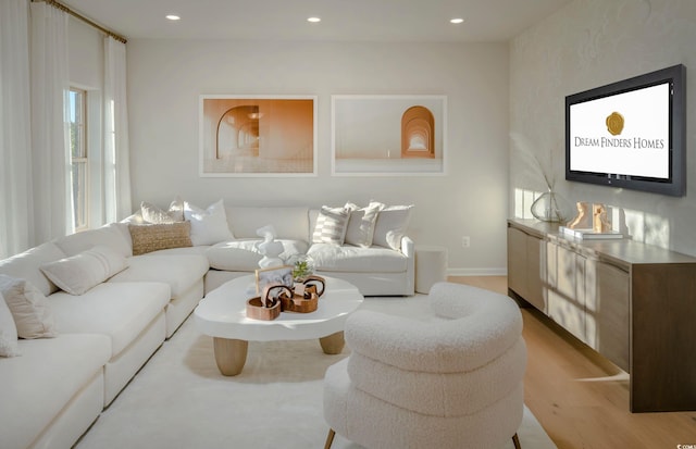 living room featuring light hardwood / wood-style flooring