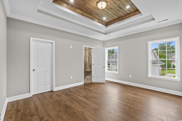 428 Meadow View Ct, Longs, SC 29568 - unfurnished bedroom with a tray ceiling, multiple windows, crown molding, hardwood / wood-style floors, and recessed lighting