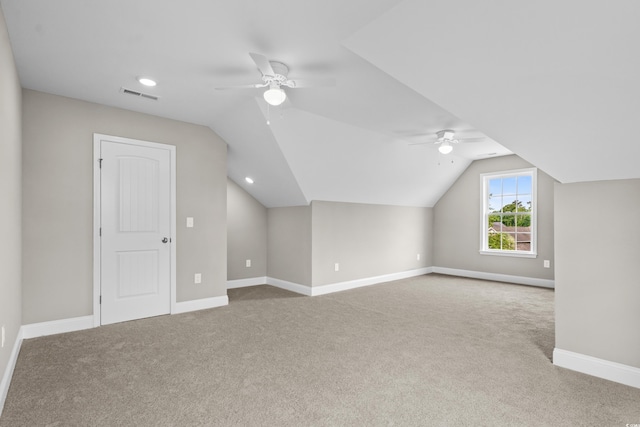 428 Meadow View Ct, Longs, SC 29568 - bonus room featuring ceiling fan, carpet flooring, lofted ceiling, and baseboards
