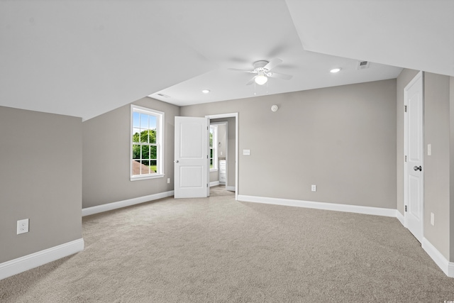 428 Meadow View Ct, Longs, SC 29568 - unfurnished room featuring a ceiling fan, light carpet, baseboards, and recessed lighting
