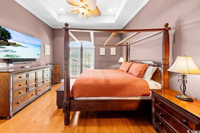 304 76th Ave N Unit D, Myrtle Beach, SC 29572 - bedroom with a raised ceiling, light wood-style flooring, and recessed lighting