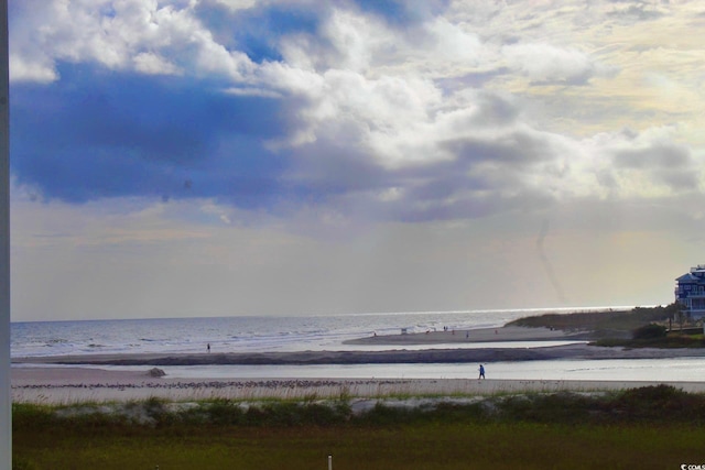 property view of water featuring a beach view