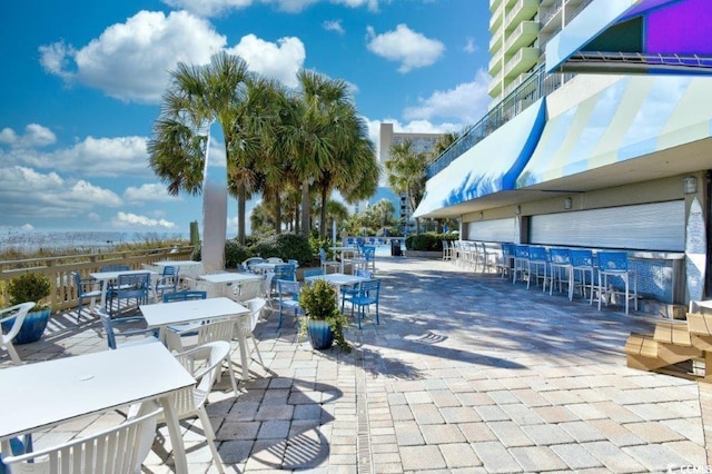 view of patio / terrace with a bar