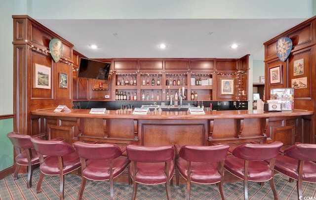 bar with dark colored carpet