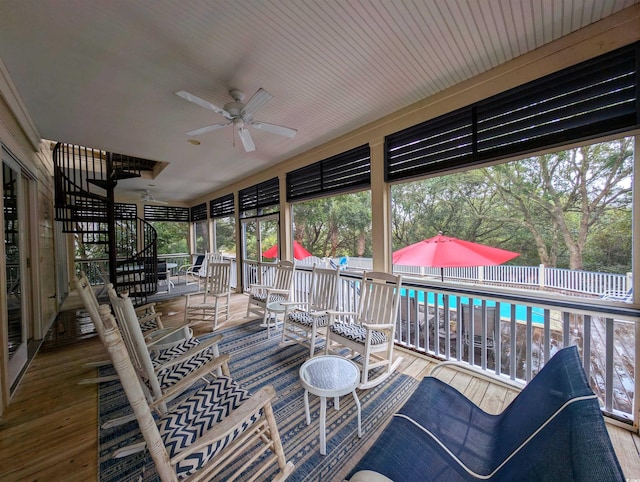 deck featuring ceiling fan