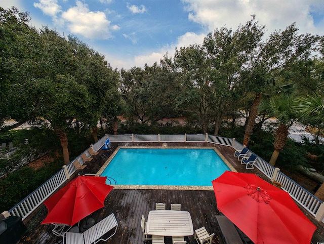 view of pool featuring a deck