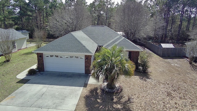 exterior space with a garage