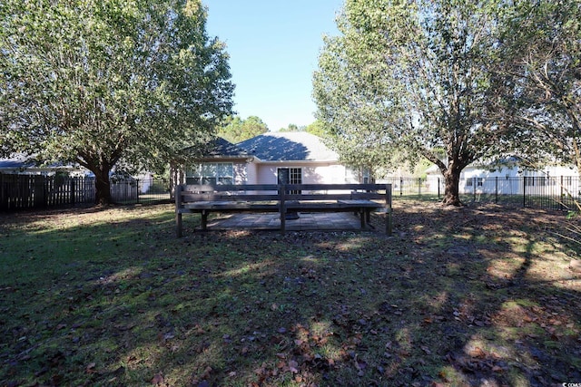 view of yard featuring a deck